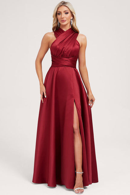 Robe Demoiselle D'Honneur Satin Croisée Élégante - gallery 9