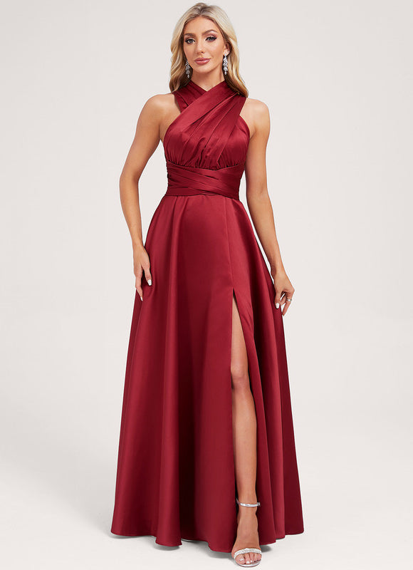 Robe Demoiselle D'Honneur Satin Croisée Élégante - gallery 9