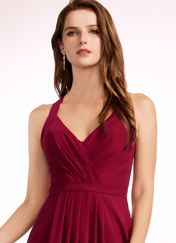 Robe Demoiselle D'Honneur Mousseline Beige - gallery 3