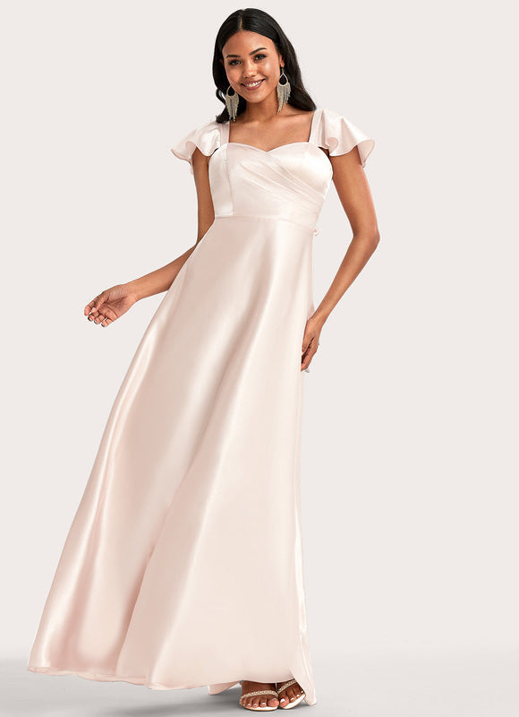Robe Longue Demoiselle D'Honneur Rose Poudré - gallery 2