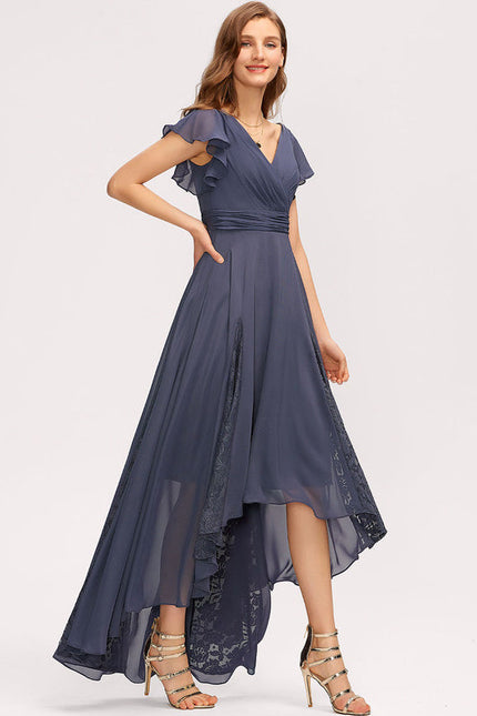 Robe Demoiselle D'Honneur Dentelle Marine - gallery 2