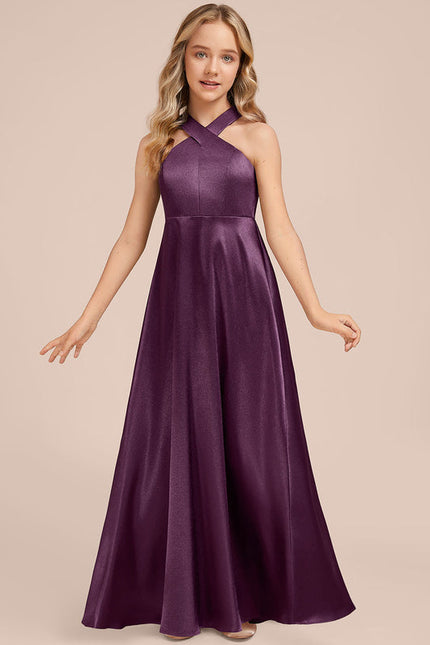 Robe Demoiselle D'Honneur Violet Satiné