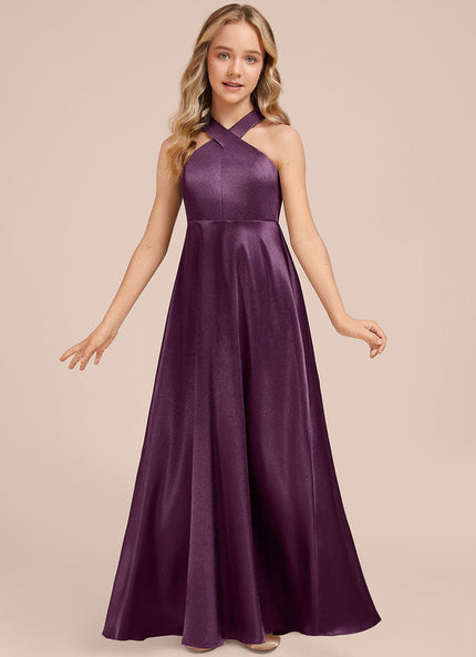 Robe Demoiselle D'Honneur Violet Satiné