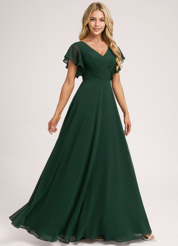 Robe Demoiselle D'Honneur À Volants Rose Pâle