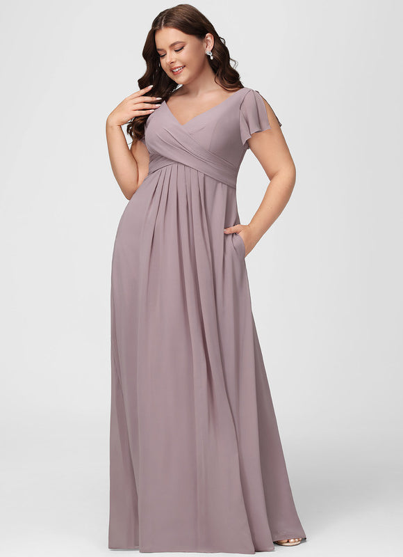 Robe Demoiselle D'Honneur À Volants Rose Pâle - gallery 9
