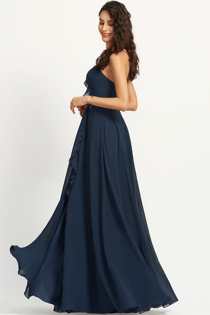 Robe Demoiselle D'Honneur Mousseline Beige - gallery 3