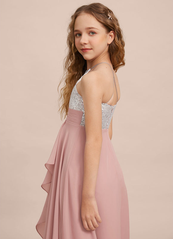 Robe Demoiselle D'Honneur Pailletée Rose - gallery 6