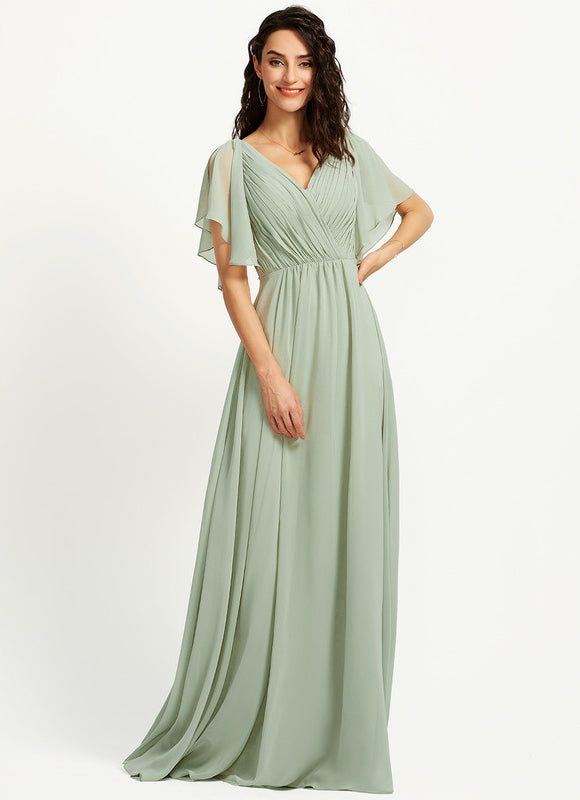 Robe Demoiselle D'Honneur À Volants Rose Pâle - gallery 3