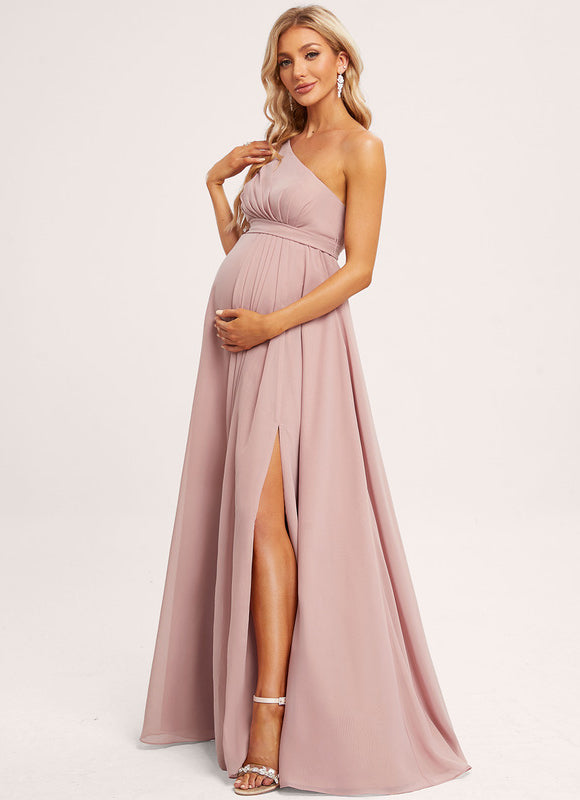 Robe Demoiselle D'Honneur Asymétrique Sable - gallery 1