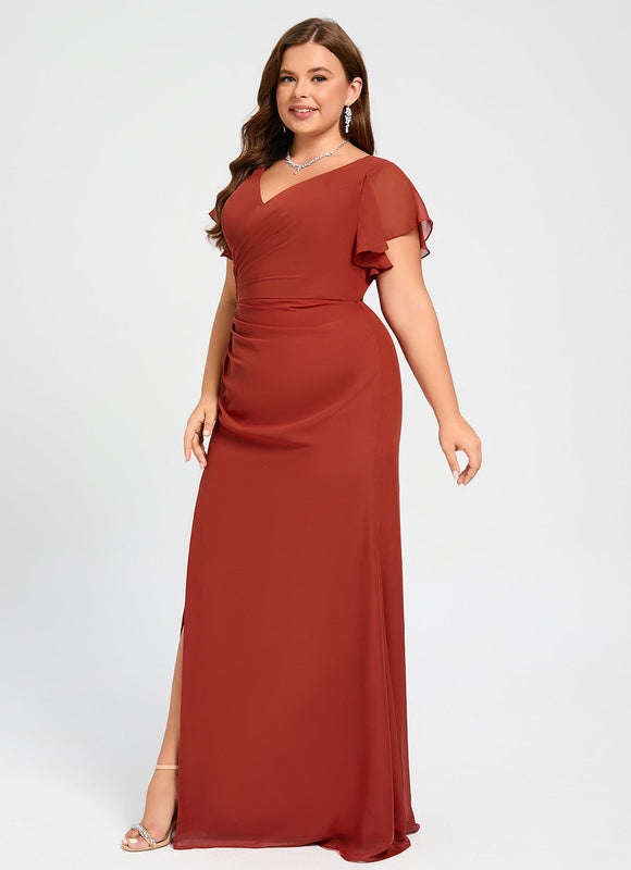 Robe Demoiselle D'Honneur À Volants Rose Pâle - gallery 5