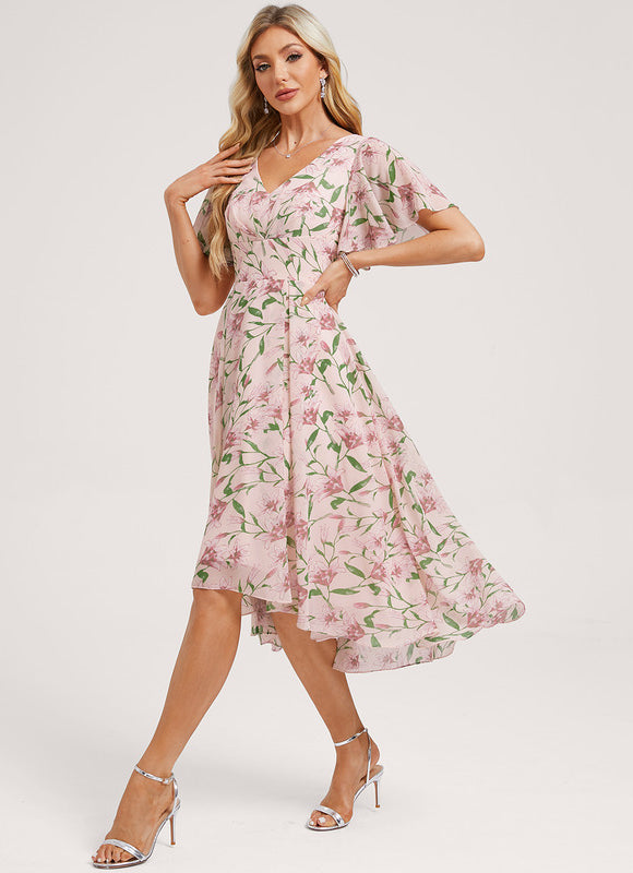 Robe Demoiselle D'Honneur Asymétrique Fluide - gallery 4