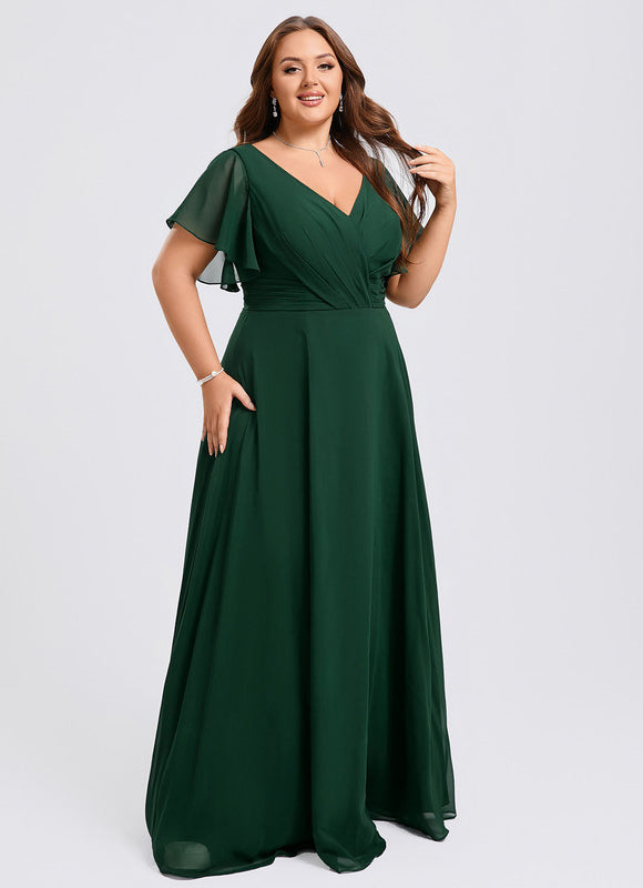 Robe Demoiselle D'Honneur À Volants Rose Pâle - gallery 6