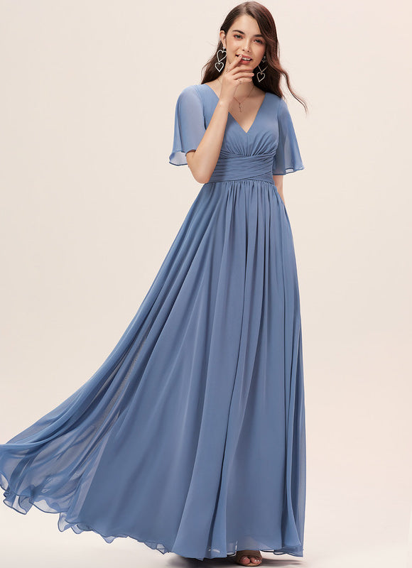 Robe Demoiselle D'Honneur À Volants Rose Pâle - gallery 3