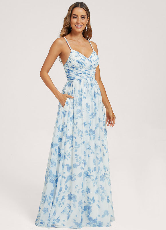 Robe Demoiselle D'Honneur Mousseline Beige - gallery 2