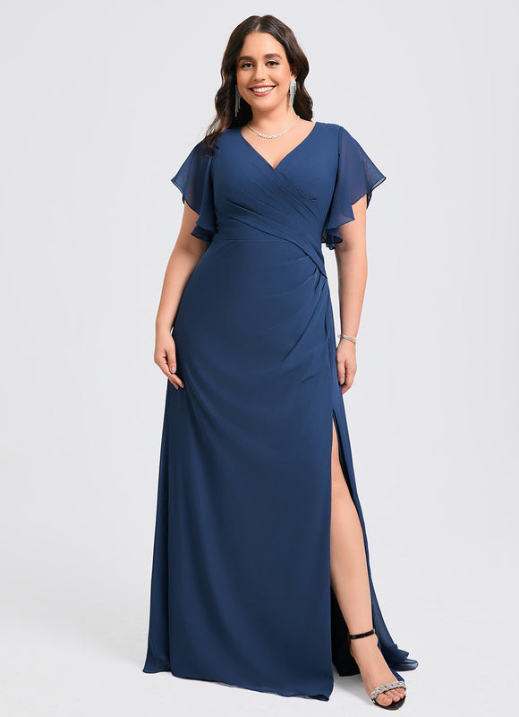 Robe Demoiselle D'Honneur À Volants Rose Pâle - gallery 5