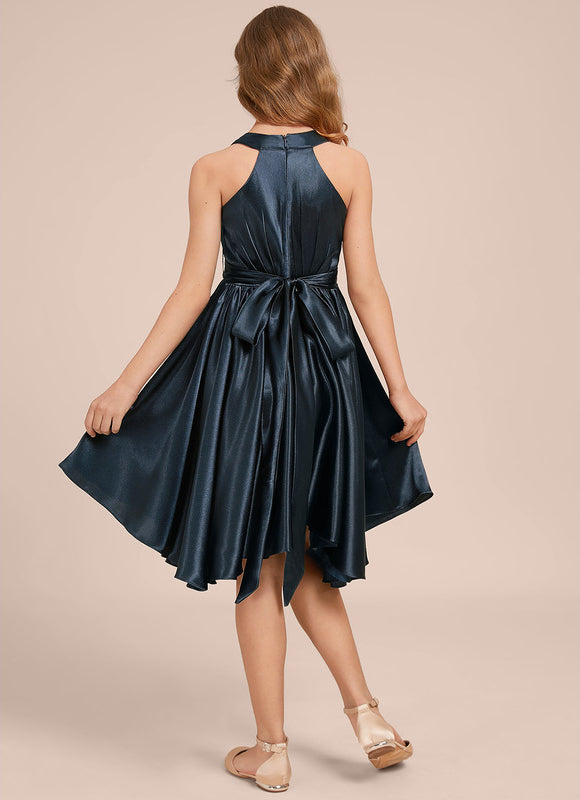 Robe Demoiselle D'Honneur Satin Ciel Ajustée - gallery 1