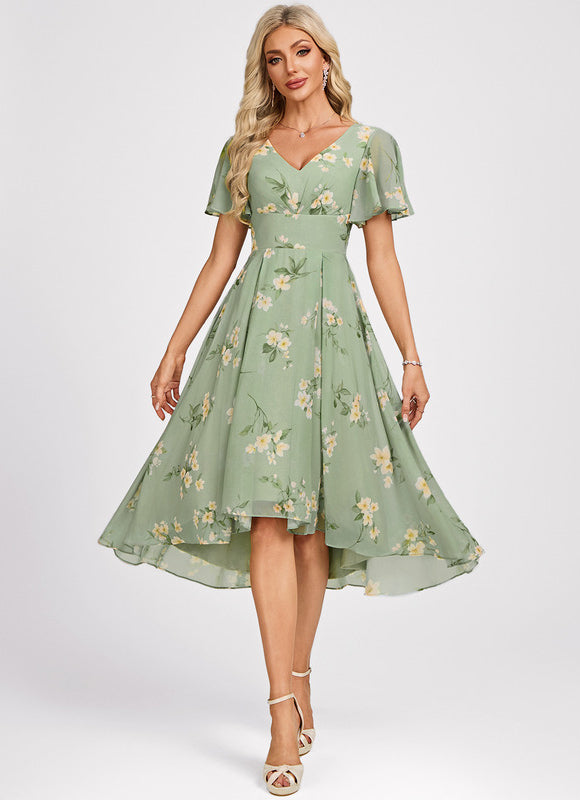 Robe Demoiselle D'Honneur Asymétrique Fluide