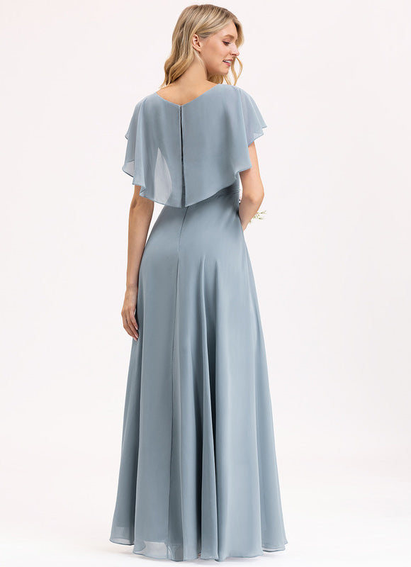 Robe Demoiselle D'Honneur À Volants Rose Pâle - gallery 1