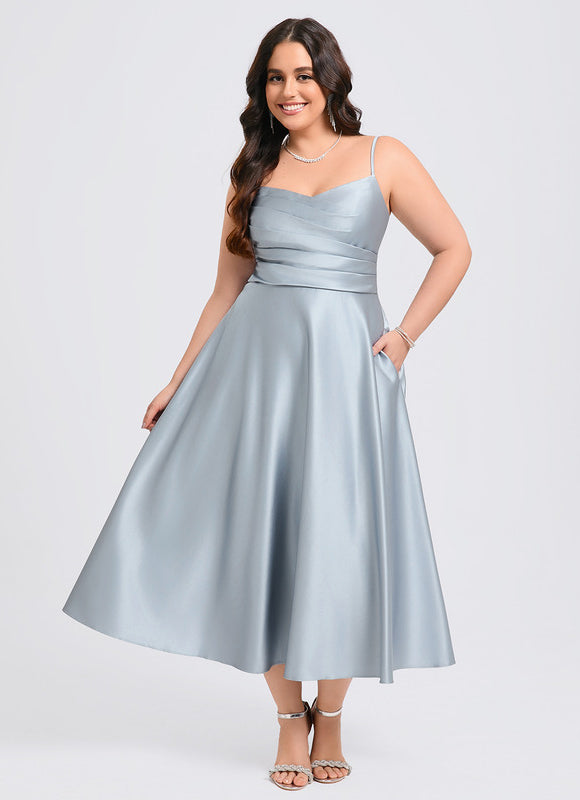 Robe Demoiselle D'Honneur Satin Céleste Doux - gallery 9