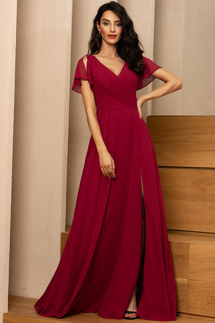 Robe Demoiselle D'Honneur Mousseline Beige - gallery 2