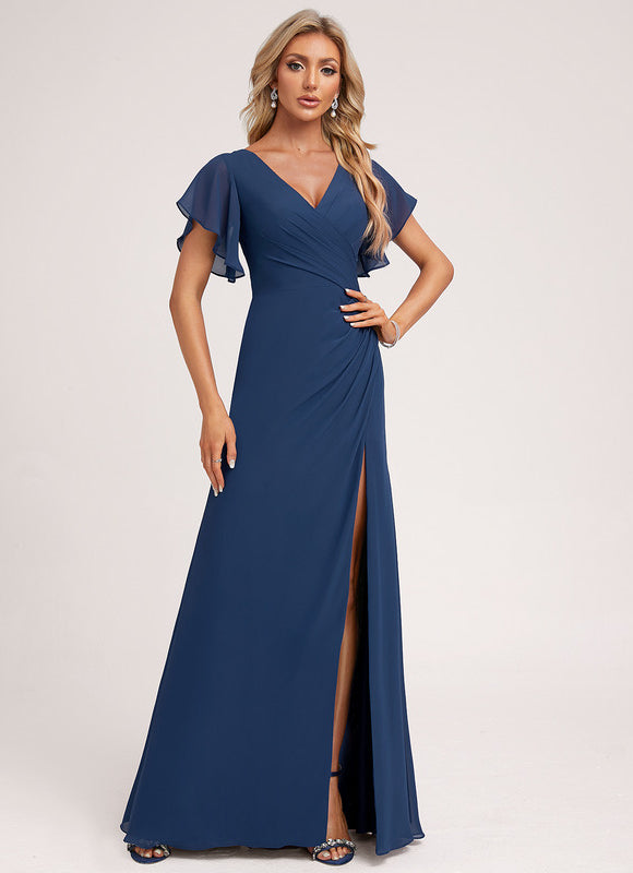 Robe Demoiselle D'Honneur À Volants Rose Pâle