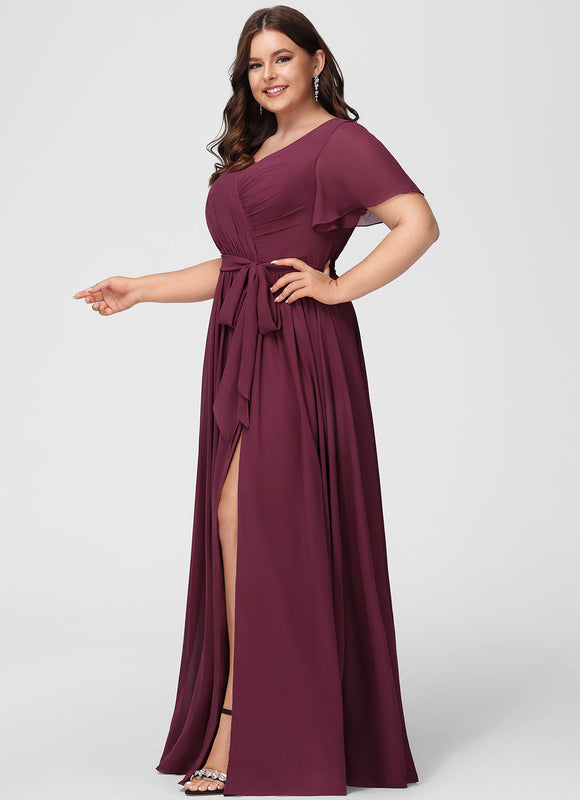 Robe Demoiselle D'Honneur Mousseline Beige - gallery 9