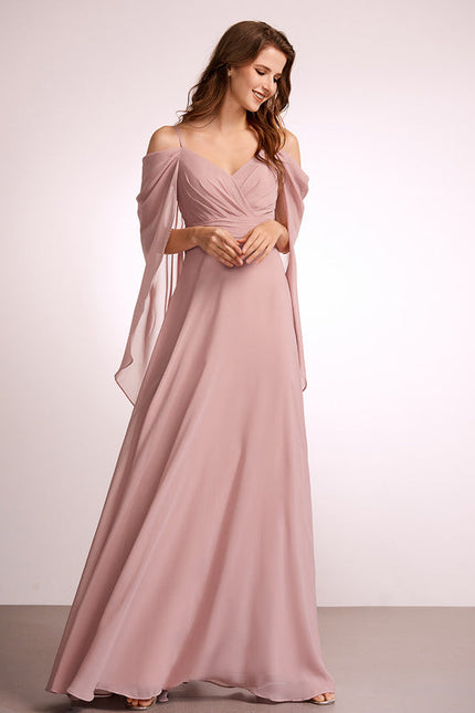 Robe Demoiselle D'Honneur Mousseline Beige