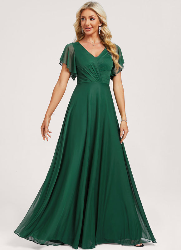 Robe Demoiselle D'Honneur Élégance Émeraude Fluide