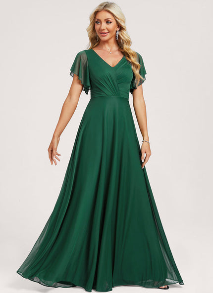 Robe Demoiselle D'Honneur Élégance Émeraude Fluide