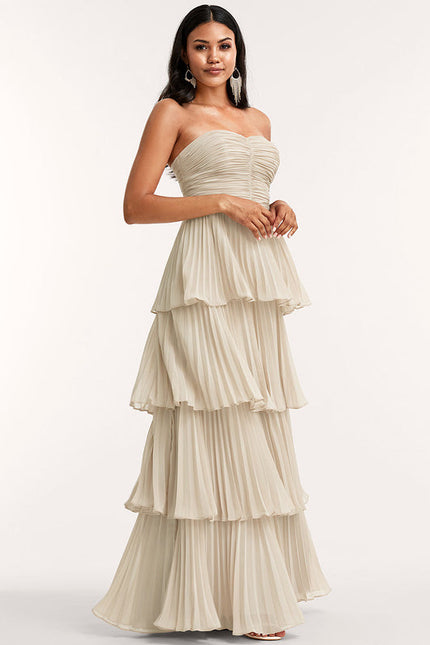 Robe Longue Beige Demoiselle D'Honneur - gallery 2