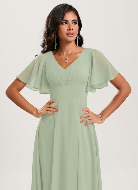 Robe Demoiselle D'Honneur Asymétrique Fluide - gallery 4