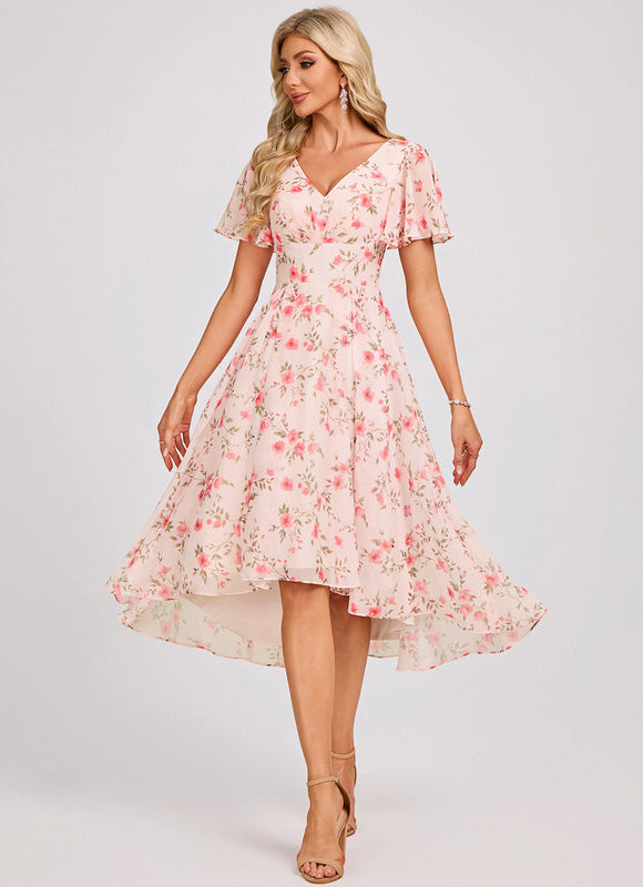 Robe Demoiselle D'Honneur Asymétrique Fluide - gallery 1