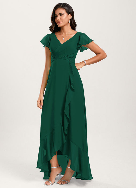 Robe Demoiselle D'Honneur Asymétrique Fluide - gallery 2