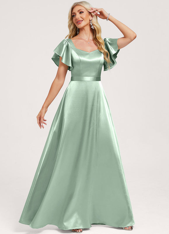 Robe Demoiselle D'Honneur Satin Vert Émeraude - gallery 2