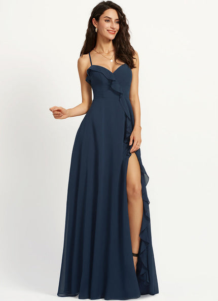 Robe Demoiselle D'Honneur Mousseline Beige