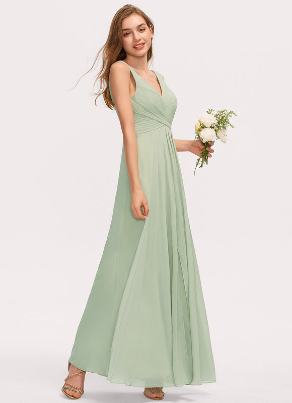 Robe Demoiselle D'Honneur À Volants Rose Pâle - gallery 5