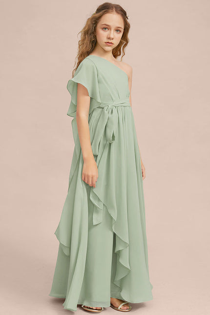 Robe Demoiselle D'Honneur Vert Poudré Élégant - gallery 1