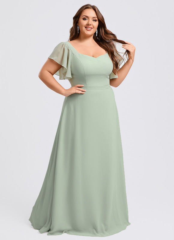 Robe Demoiselle D'Honneur À Volants Rose Pâle - gallery 8