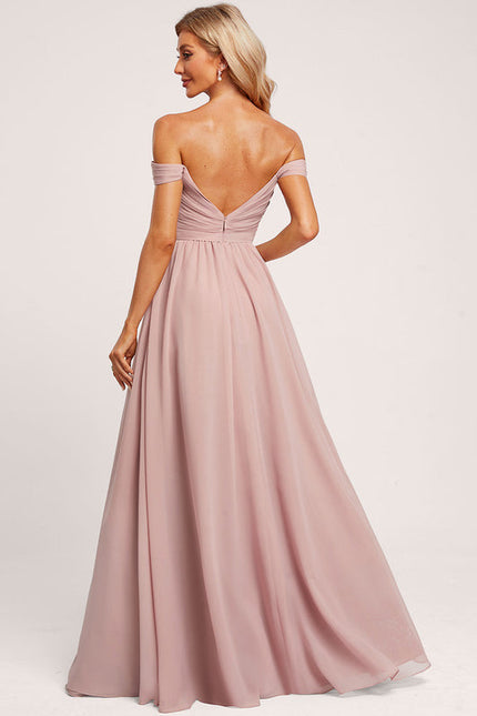 Robe Demoiselle D'Honneur Fluide Rose Doux - gallery 7