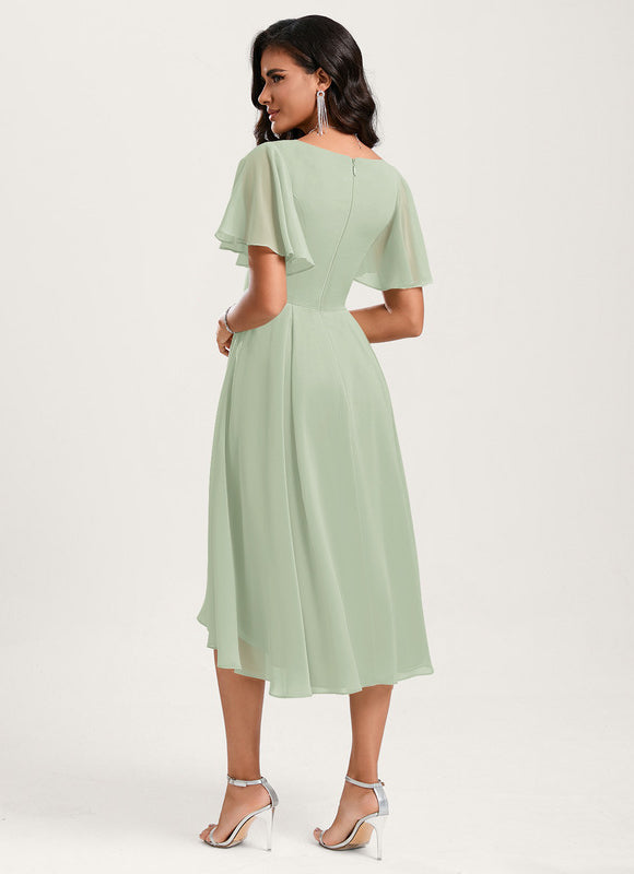 Robe Demoiselle D'Honneur Asymétrique Fluide - gallery 1