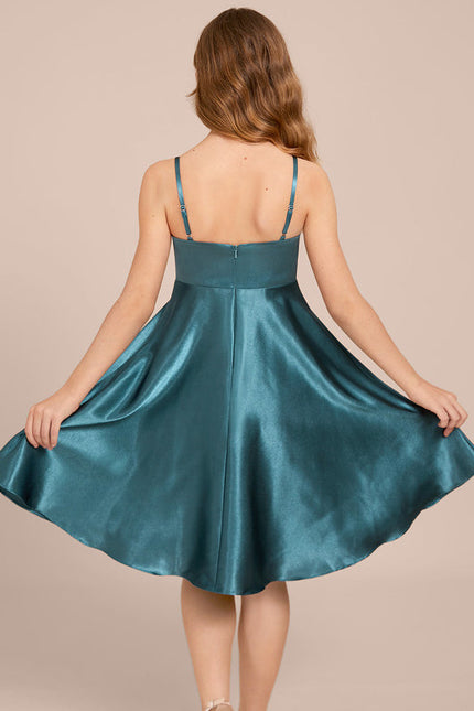 Robe Demoiselle D'Honneur Satin Vert Clair - gallery 4