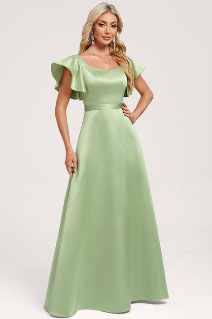 Robe Demoiselle D'Honneur Satin Vert Tendre