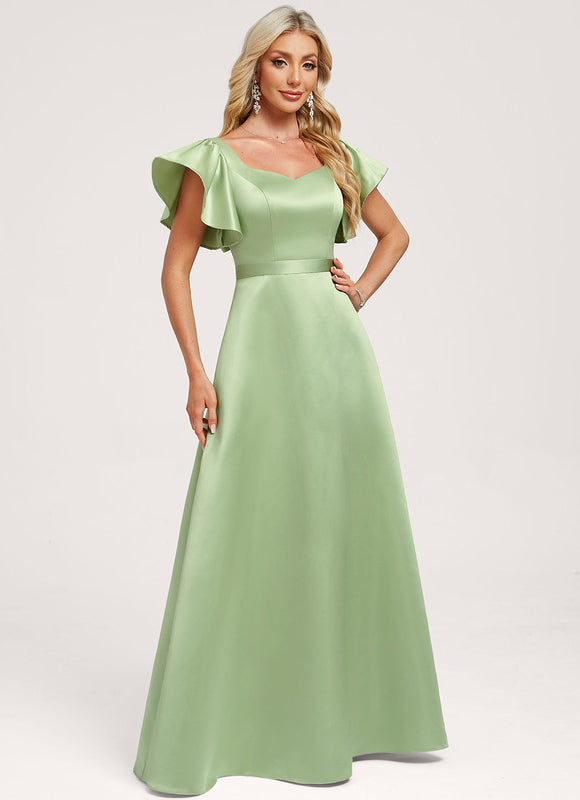 Robe Demoiselle D'Honneur Satin Vert Tendre