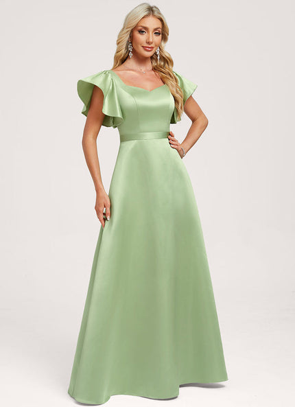 Robe Demoiselle D'Honneur Satin Vert Tendre