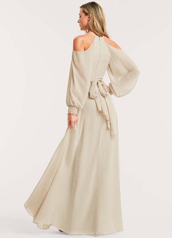 Robe Demoiselle D'Honneur Fluide Beige - gallery 4