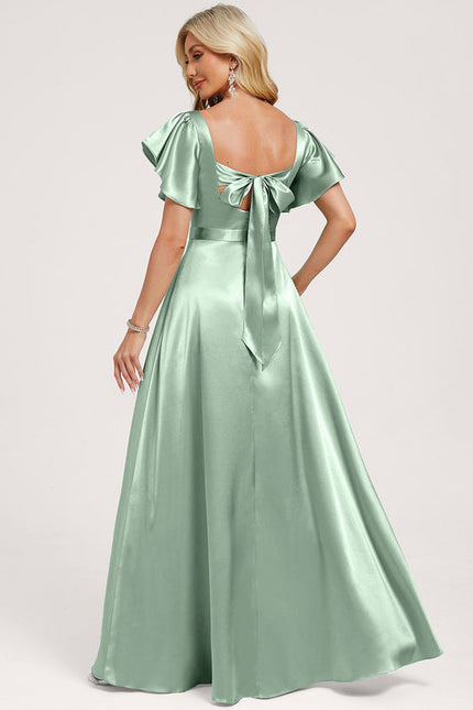 Robe Demoiselle D'Honneur Satin Vert Émeraude - gallery 4