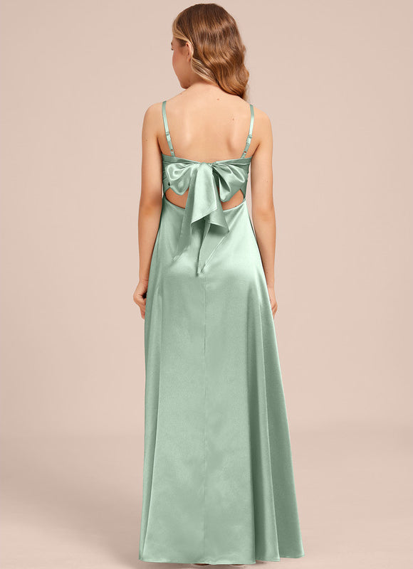 Robe Demoiselle D'Honneur Satin Menthe - gallery 1