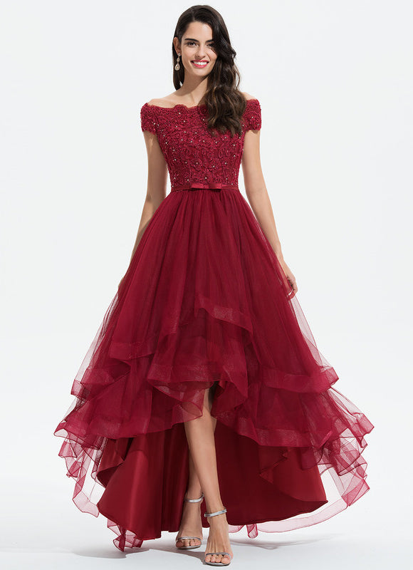 Robe Demoiselle D'Honneur Asymétrique Éclatante