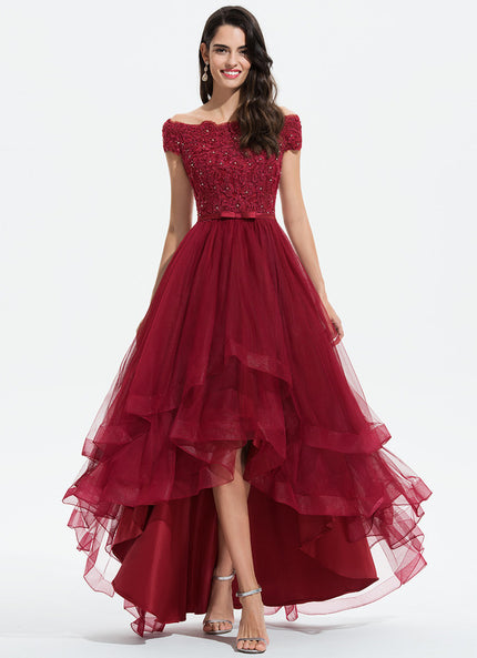 Robe Demoiselle D'Honneur Asymétrique Éclatante
