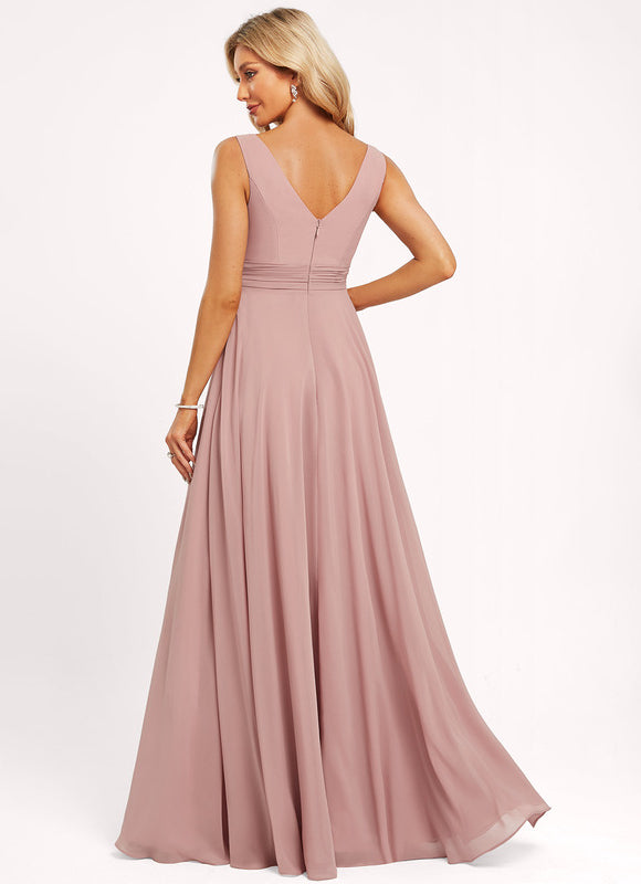 Robe Demoiselle D'Honneur Mousseline Beige - gallery 5